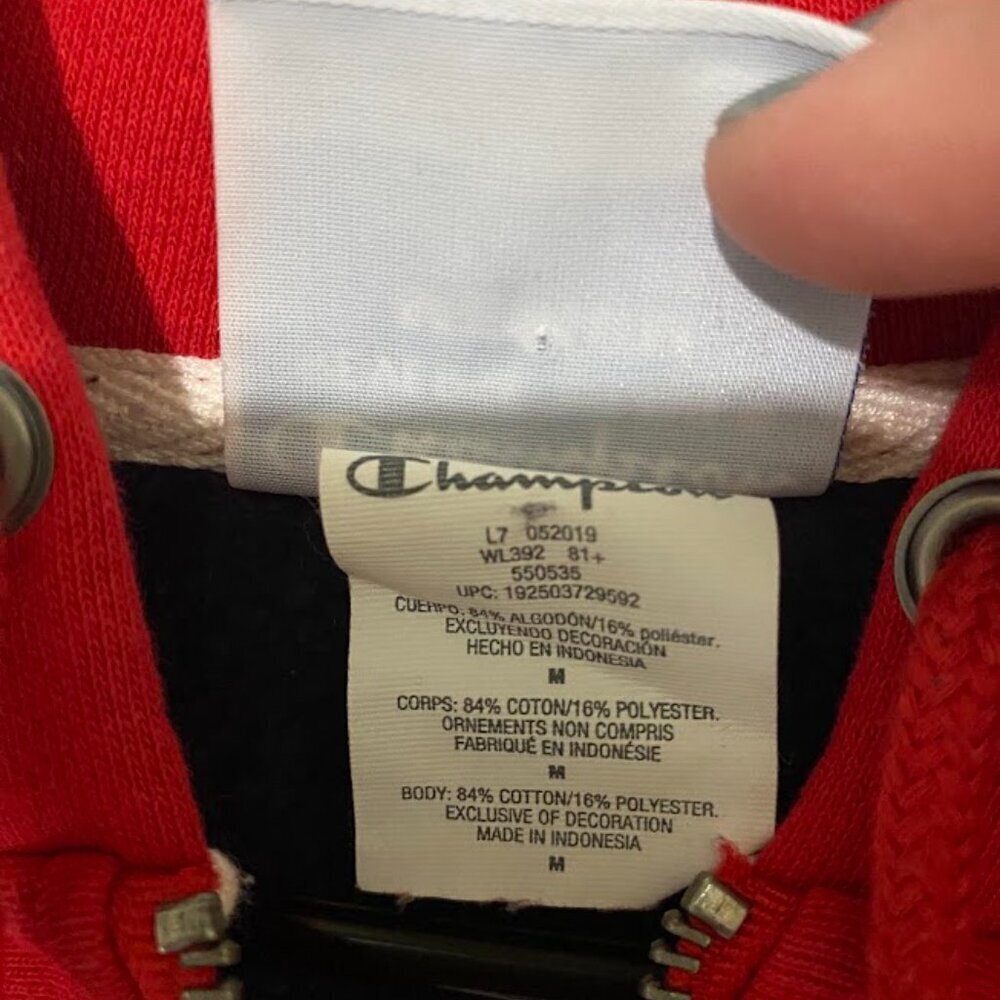 Champion Reverse Weave Red, White, and Blue Cropped Hoodie - Picture 5 of 6